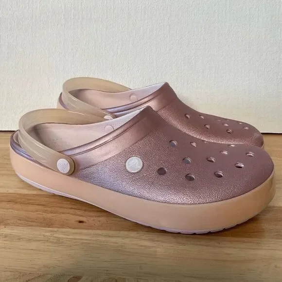 Crocs Crocband Unisex Ice Pop Metallic Pink Barbie Slip On Clogs Men-9/Women-11 - Picture 9 of 10